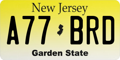 NJ license plate A77BRD