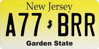 NJ license plate A77BRR