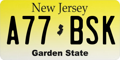 NJ license plate A77BSK