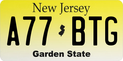 NJ license plate A77BTG