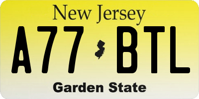 NJ license plate A77BTL