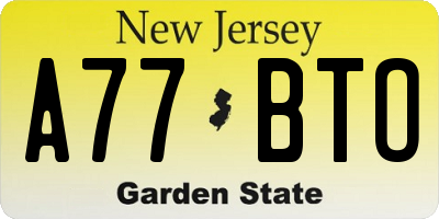 NJ license plate A77BTO