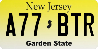NJ license plate A77BTR