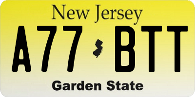 NJ license plate A77BTT