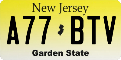 NJ license plate A77BTV