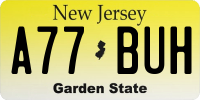 NJ license plate A77BUH