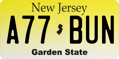 NJ license plate A77BUN