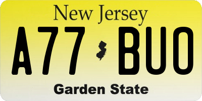 NJ license plate A77BUO