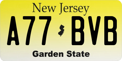 NJ license plate A77BVB