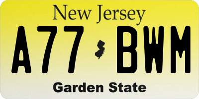 NJ license plate A77BWM