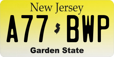 NJ license plate A77BWP