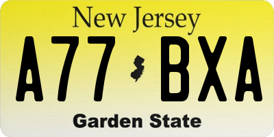 NJ license plate A77BXA