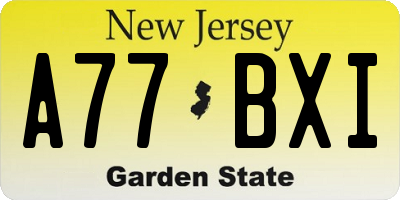 NJ license plate A77BXI