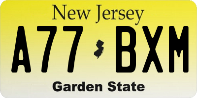 NJ license plate A77BXM
