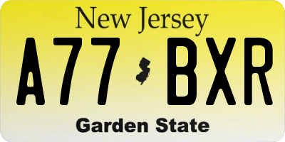 NJ license plate A77BXR