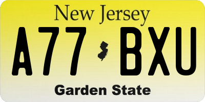 NJ license plate A77BXU