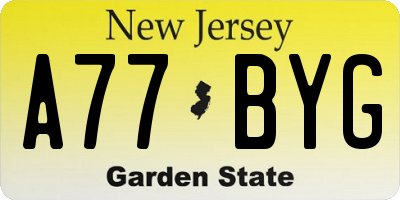 NJ license plate A77BYG