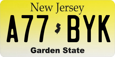 NJ license plate A77BYK