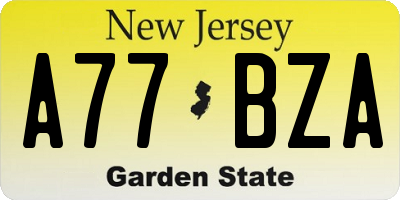 NJ license plate A77BZA