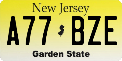 NJ license plate A77BZE