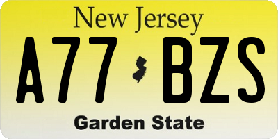 NJ license plate A77BZS