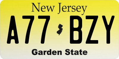 NJ license plate A77BZY