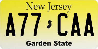 NJ license plate A77CAA