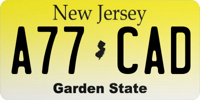 NJ license plate A77CAD