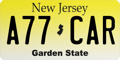 NJ license plate A77CAR