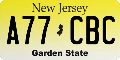 NJ license plate A77CBC