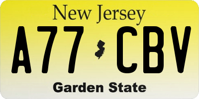 NJ license plate A77CBV