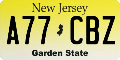 NJ license plate A77CBZ