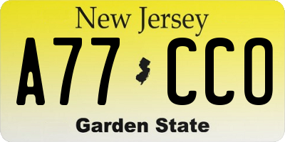 NJ license plate A77CCO