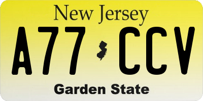 NJ license plate A77CCV
