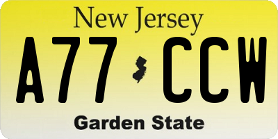 NJ license plate A77CCW