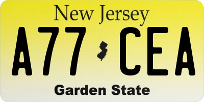 NJ license plate A77CEA
