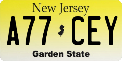 NJ license plate A77CEY