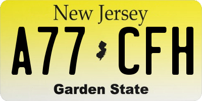 NJ license plate A77CFH