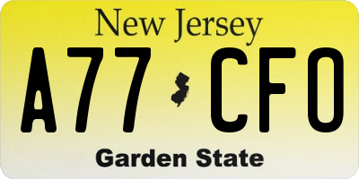 NJ license plate A77CFO