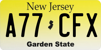 NJ license plate A77CFX