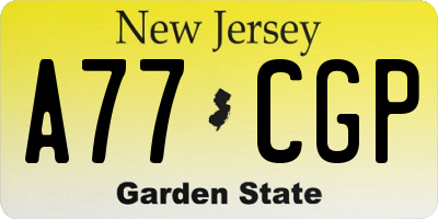 NJ license plate A77CGP