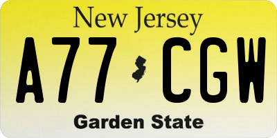 NJ license plate A77CGW