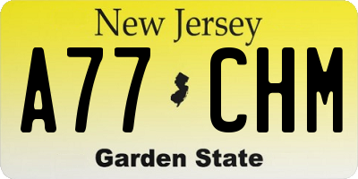 NJ license plate A77CHM
