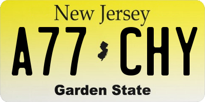 NJ license plate A77CHY