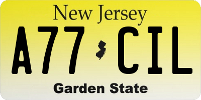 NJ license plate A77CIL
