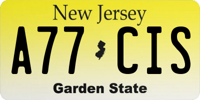 NJ license plate A77CIS