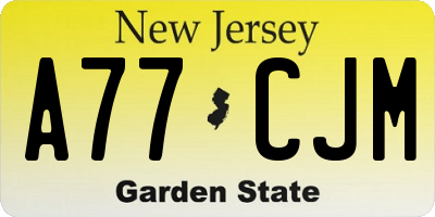 NJ license plate A77CJM