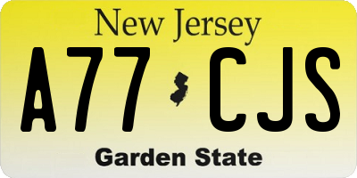 NJ license plate A77CJS