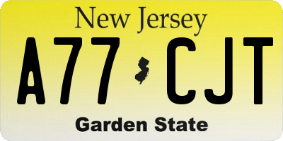 NJ license plate A77CJT