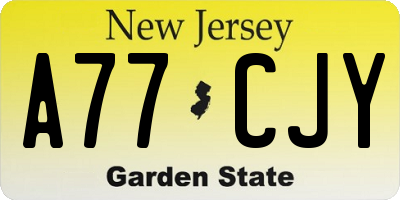 NJ license plate A77CJY